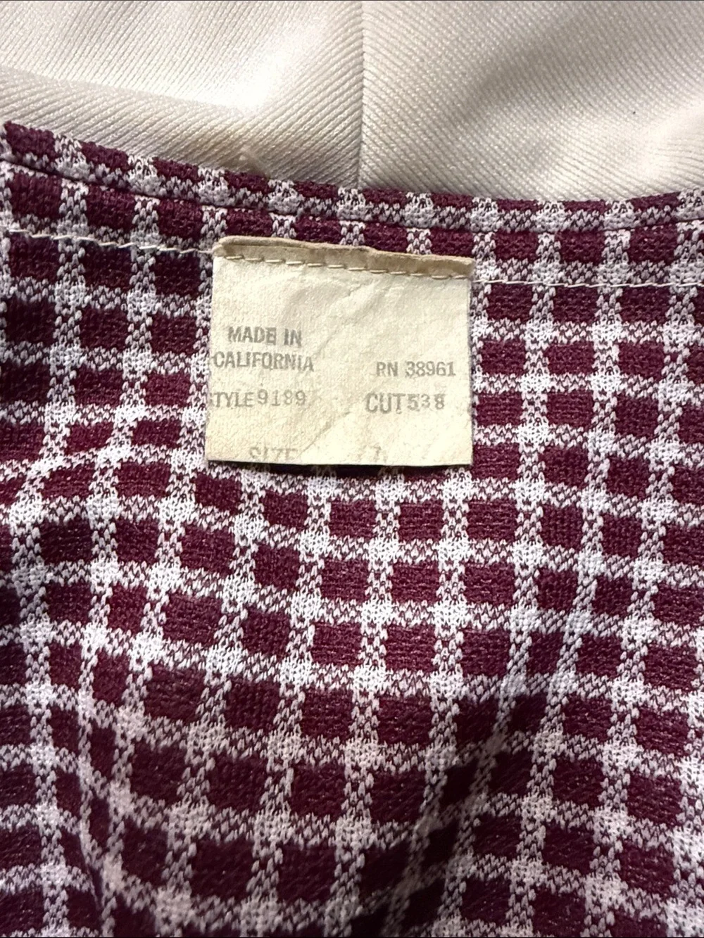 Vintage burgundy Check coord matching Set with Lace Collar small